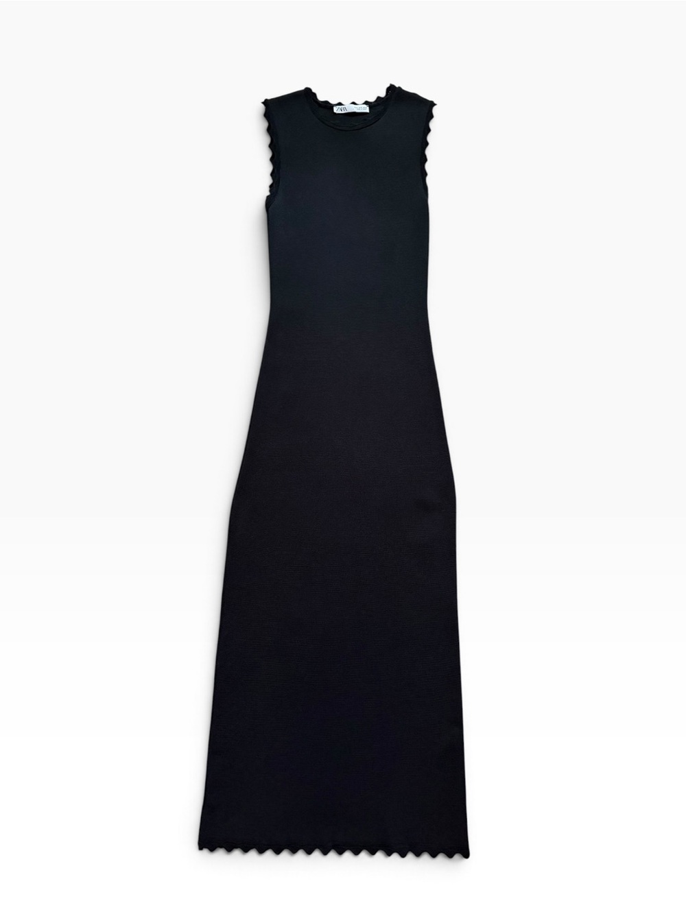 Zara Slim Ribbed Sleeveless Black Maxi Dress Sz Small